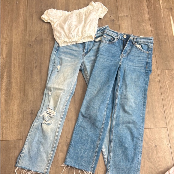H&M Denim Women's Jeans and White Top Bundle Size 0 - Picture 1 of 12